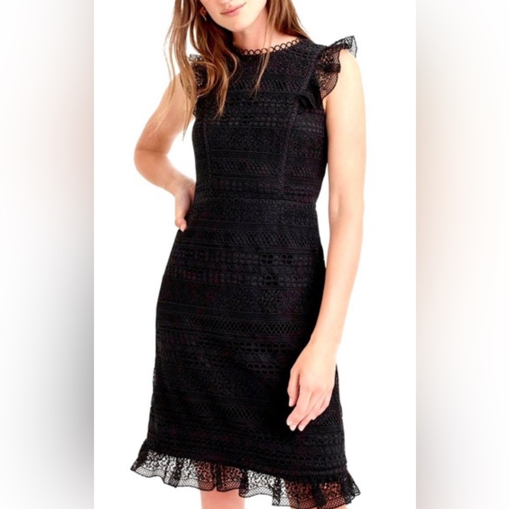 J. Crew Cap-sleeve ruffle dress in mixed lace